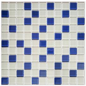 Мозаика Glassy СТ121/201  30х30 см бело-синяя 0,27 м2