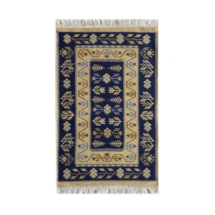 Коврик из хлопка Kilim Usak UK1371 60x120 см синий-бежевый