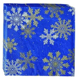 Салфетки Снежинки на синем 33x33 см (20 шт) 363015