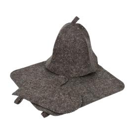 Набор из 3-х предметов Шапка коврик рукавица серый Hot Pot войлок