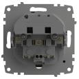 Розетка встраиваемая EL-BI Zena/Vega 16А IP20 с заземлением, шторками и 2 USB 5V 2,1 А дымчатый
