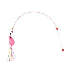 Игрушка-дразнилка на палочке ЦапЦап мышка с колокольчиком розовая 80 см