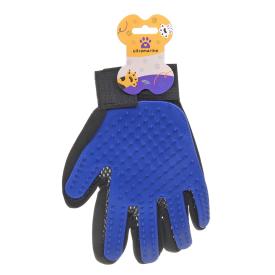 Расческа-перчатка для собак и кошек Лапки и Царапки синяя