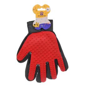 Расческа-перчатка для собак и кошек Лапки и Царапки красная