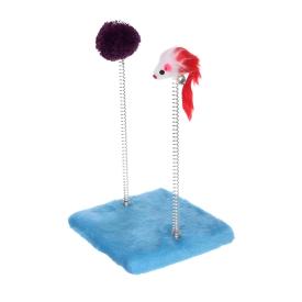 Игрушка для кошек напольная с пружинками и колокольчиком ЛапкиБум голубая