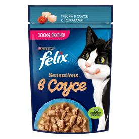 Корм для кошек влажный Felix Sensations Sauce Surprise Треска томат 75 г