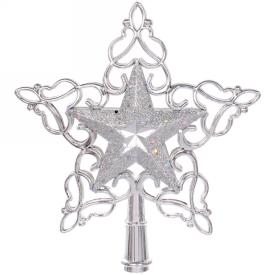 Звезда на елку Кружево 20х22 см серебро