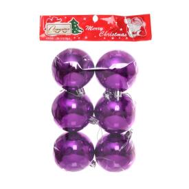 Набор шаров новогодних 6 см Глянец фиолетовый 6 шт