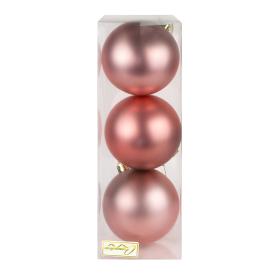 Набор шаров новогодних 8 см Матовый розовое золото 3 шт