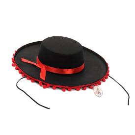 Шляпа карнавальная Сомбреро d37 см черный/красный