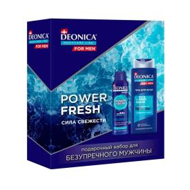 Подарочный набор Deonica for men Power Fresh гель для душа + дез. спрей