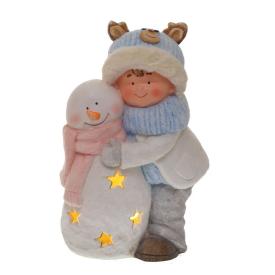 Фигура декоративная Мальчик и снеговик с подсветкой L31 W23 H50 см (3хAAA не прилагается)