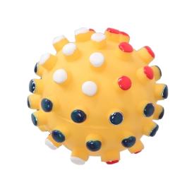 Игрушка-мячик для собак средних и мелких пород Зубочистка желтая с пищалкой d6,5 см