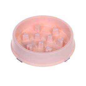 Миска пластиковая для медленного кормления Колор-Сердечки 19,5х18х4,3 см нежно-розовая