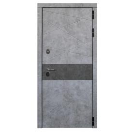 Дверь метал Дакар термо черный муар бетон лофт вставка графит софт белый 860х2050 мм R