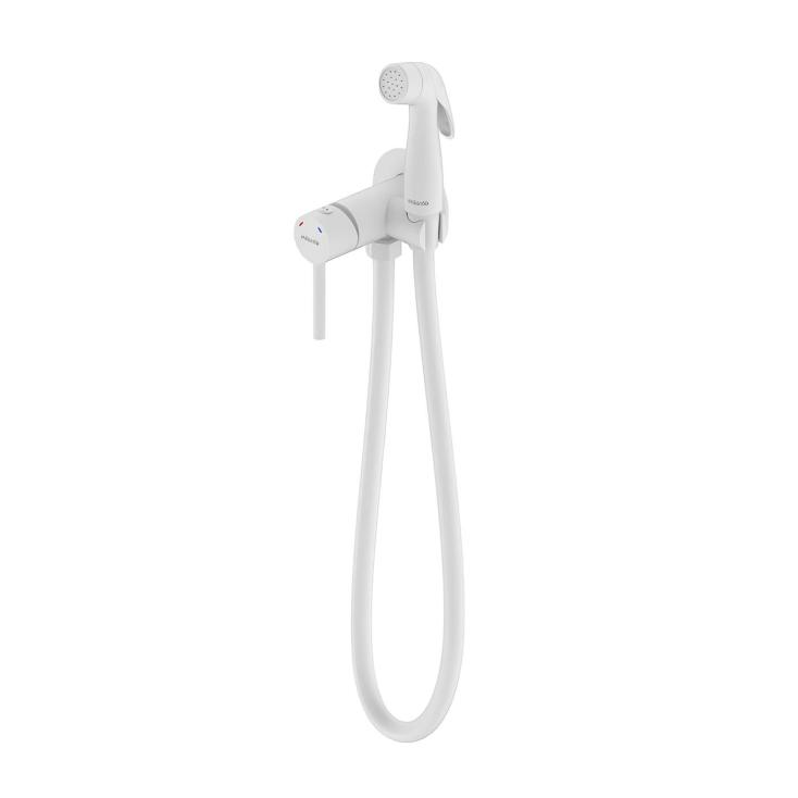 Смеситель для ванны встраиваемый Milardo Tidy 001WTR0M08 с гигиенич душем однорычажный белый матовый