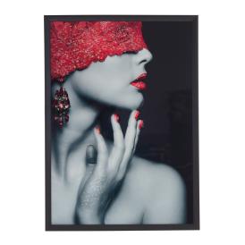 Картина с кристальным декором Девушка в красной маске 51х71х2,5 см