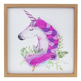 Картина-постер Единорог с розовой косой 40х40х2,5 см