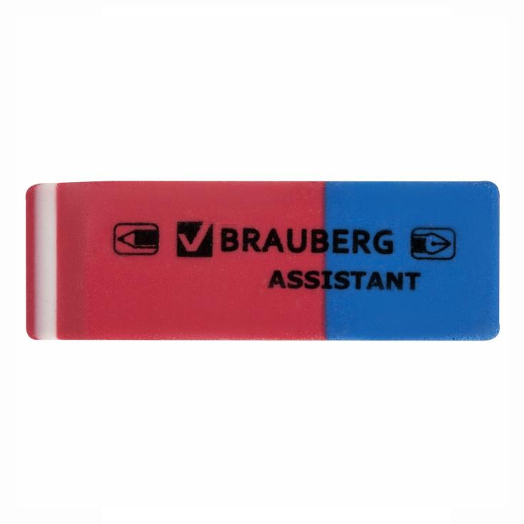 Ластик Brauberg Assistant 80 41х14х8 мм красно-синий, прямоугольный, скошенные края