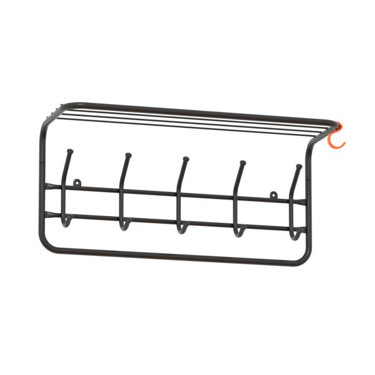 Вешалка настенная 5 крючков с полкой ЗМИ 60х26,5х22 см металл черный