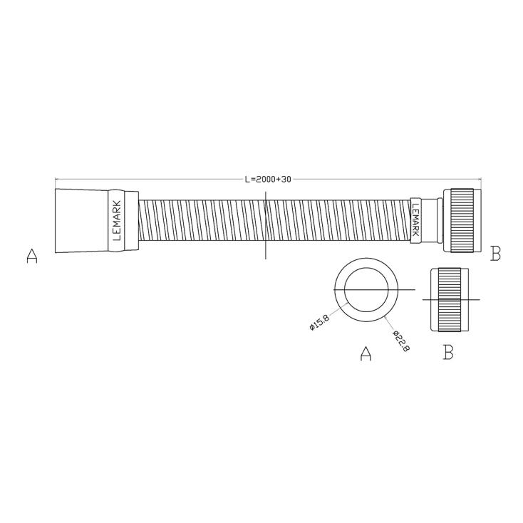 Шланг для душа 2 м ПВХ Lemark LE8045P