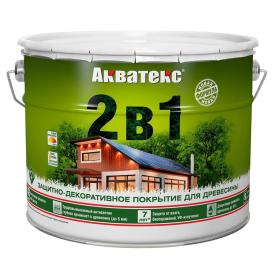 Защитно-декоративное покрытие для древесины Акватекс 2 в 1 калужница 9 л
