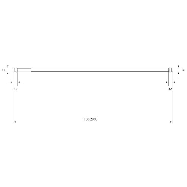 Карниз для ванной комнаты 110-200 см белый Iddis SRW0120i14