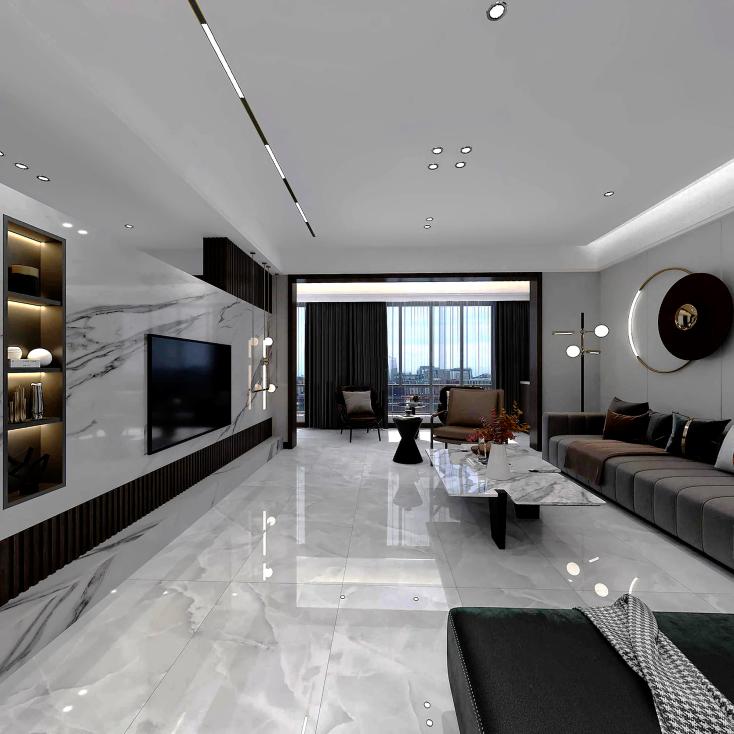 Керамогранит Ray Calix Grey 600x1200 мм карвинг 1,44 м2 — в интерьере гостиной | Купить в Сарай.ру