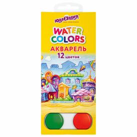Краски акварельные медовые 12 цветов без кисти Юнландия Домики картонная коробка