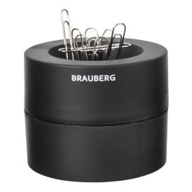 Скрепочница магнитная Brauberg 30 скрепок черная