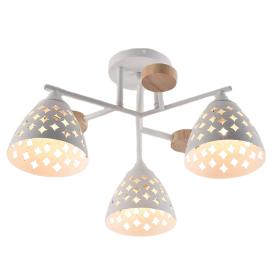 Люстра потолочная XA1527B/3 WH+WOOD 3х60Вт E27 d48 см h25 см белый/дерево