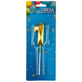 Свеча для торта Цифра 1 золото Волшебная страна