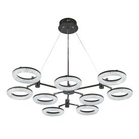 Люстра потолочная LED L6626-9 86Вт 3000K-6000K d86 см h25-100 см черный