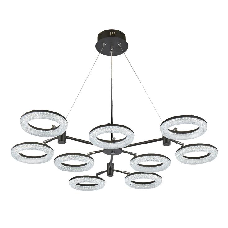 Люстра потолочная LED L6626-9 86Вт 3000K-6000K d86 см h25-100 см черный