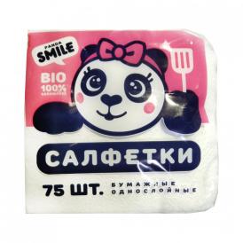 Салфетки бумажные Panda Smile 24х24 см 1 слойные 75 шт белые