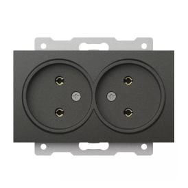 Розетка двойная Zena/Vega б/з графит EL-BI 609-011100-908