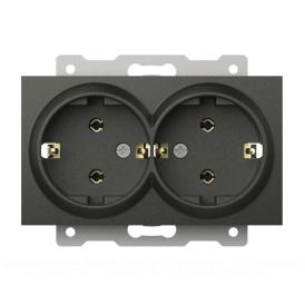 Розетка двойная Zena/Vega с/з графит EL-BI 609-011100-907