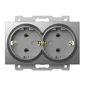 Розетка двойная Zena/Vega с/з серый металлик EL-BI 609-011000-907