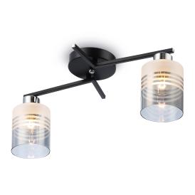 Люстра потолочная TR303211/2 BK/CH/SM/FR 2х60Вт Е27 50х17х20 см черный/хром/дымчатый/белый матовый