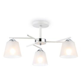 Люстра потолочная TR303202/3 WH/CH/FR 3х60Вт Е27 55х55х26 см белый/хром/белый матовый
