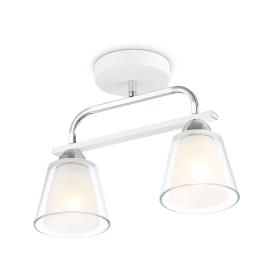 Люстра потолочная TR303229/2 WH/CH/CL/FR  2х60Вт Е27 34х12х25 см белый/хром/прозрачный/белый матовый
