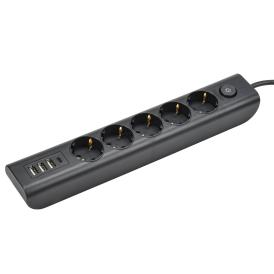 Удлинитель сетевой IEK Modern У05В Пвс 3х1 5 гнезд 2 м 16А c/з 3Type A+1Type C черный