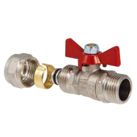 Кран шаровой с цангой латунь никель 16 мм х 1/2" НР бабочка Valtec