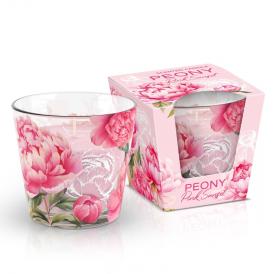 Свеча ароматизированная в стакане Bartek Peony Pink Sunset Пионово-розовый закат 115 г