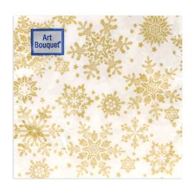 Салфетки бумажные Золотые снежинки 20х20 см 2-х слойные 30 шт