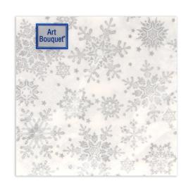 Салфетки бумажные Серебряные снежинки 20х20 см 2-х слойные 30 шт