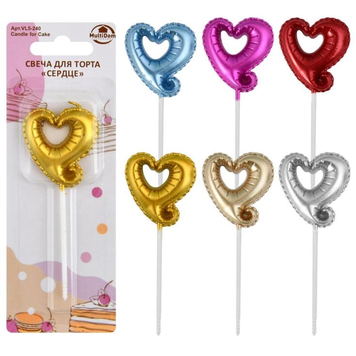 Свеча для торта Сердце 10,5 см 1 шт