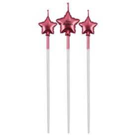 Свечи для торта Супер стар 15 см 3 шт микс