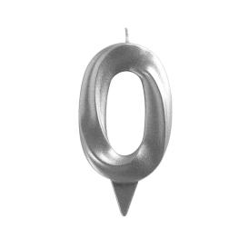 Свеча для торта Цифра 0 хром Грань