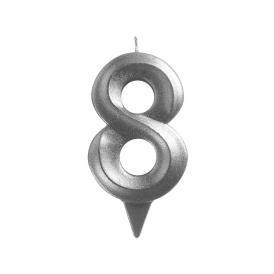 Свеча для торта Цифра 8 хром Грань